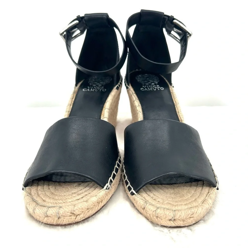 VINCE CAMUTO Women’s Size 10 Black Leera Espadrille Wedge Sandal